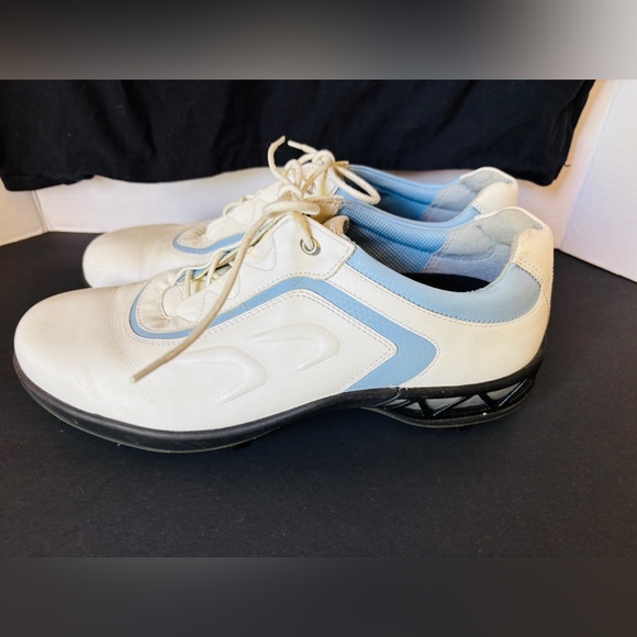 Ecco White and Blue Lace-up Golf Shoes Men’s Size 42 Style 38213 Cleats - Picture 3 of 9
